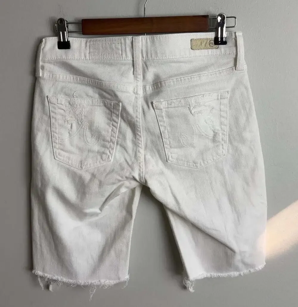 AG Adriano Goldschmied The Nikki Short White Distressed Denim Size 25 Women’s